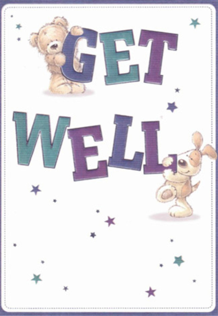 Brimming with gentle encouragement, this illustrated get well card captures the innocence and reassurance that our Morden community values so deeply. At its heart, a charming bear and a spirited puppy share a playful exchange, surrounded by starlit bursts shimmering like evening lights over Morden Hall grounds. Their fluffy textures invite you to reach out and touch, the bear's plush fur and the puppy's droopy, velvety ears brought to life through thoughtful, tactile brushwork. The message 'Get Well,' rendered in cheerful purple and aqua hues, stands out confidently against a creamy, inviting backdrop, echoing the vitality of fresh seasonal flowers prepared at local shops. Each star appears to scatter goodwill, sending wishes for recovery floating through the air like petals caught in a gentle breeze off London Road. The scene suggests a spirit of heartfelt care, as found in florist-crafted bouquets that brighten even the toughest days. This card's light, uplifting aura-the perfect companion for any arrangement delivered across Morden-transforms a simple gesture into a moment of genuine hope and warmth.